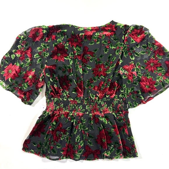 New ModCloth Happy Holly Days Peplum Top - Picture 3 of 7